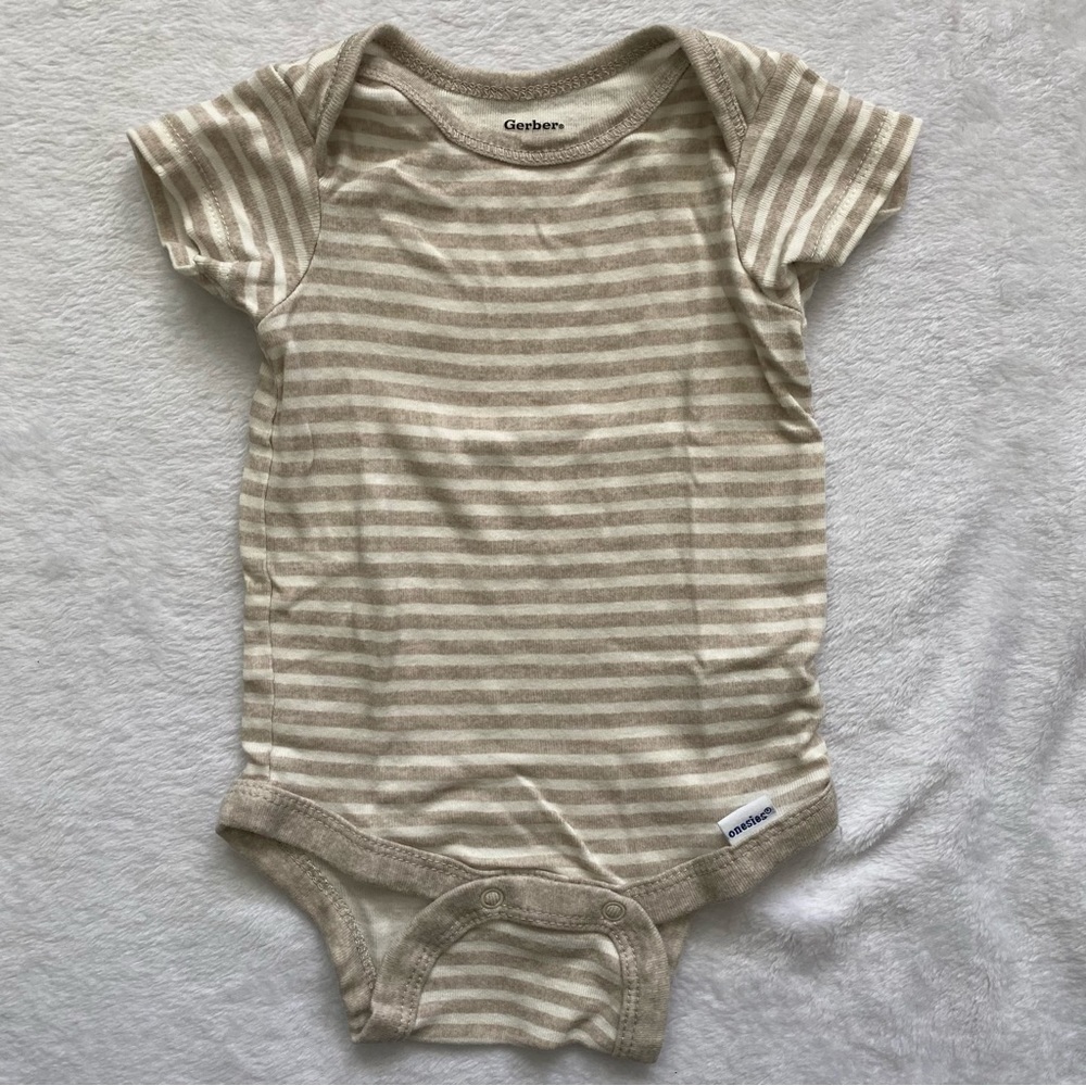 Gerber Onesie Bodysuit Set in Aqua, Brown, Cream - Picture 3 of 8